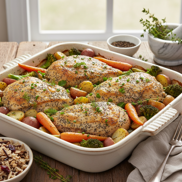 Healthy Herb-Infused Poppy Seed Chicken Bake recipe