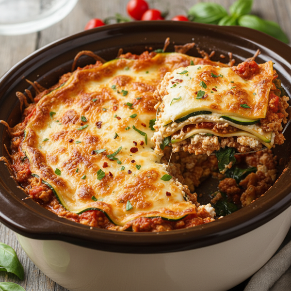 Healthy Low Carb Slow Cooker Lasagna recipe