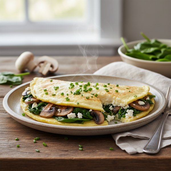 Healthy Mushroom & Spinach Egg White Omelette recipe