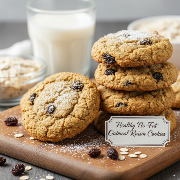 Healthy No-Fat Oatmeal Raisin Cookies recipe