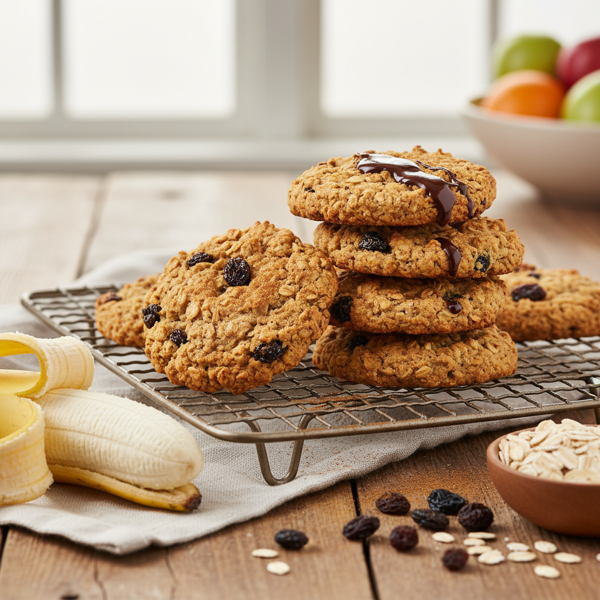 Healthy Oatmeal-Banana Cookies with Raisins recipe