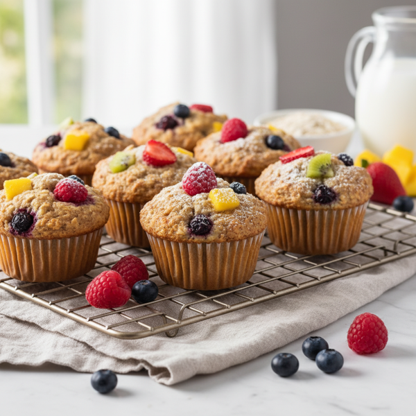 Healthy Oatmeal Muffins with Fruit Medley recipe