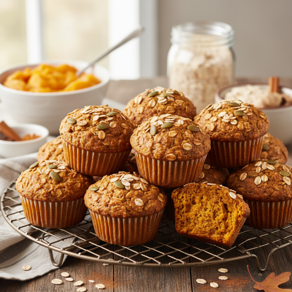 Healthy Pumpkin Oat Muffins recipe