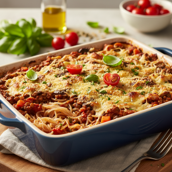 Healthy Shirataki Baked Pasta with Vegan Bolognese recipe