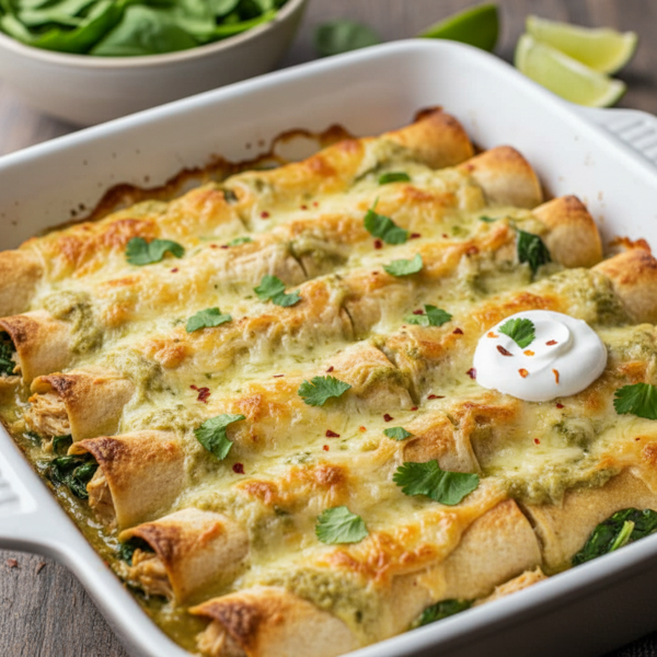 Healthy Shredded Chicken Enchiladas with Spinach recipe