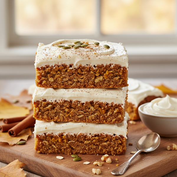 Healthy Spiced Pumpkin Delight Bars with Creamy Frosting recipe