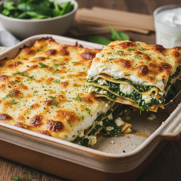 Healthy Spinach & Greek Yogurt Lasagna recipe