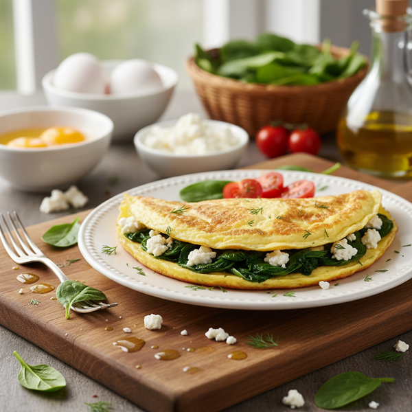 Healthy Spinach and Feta Egg White Omelette recipe