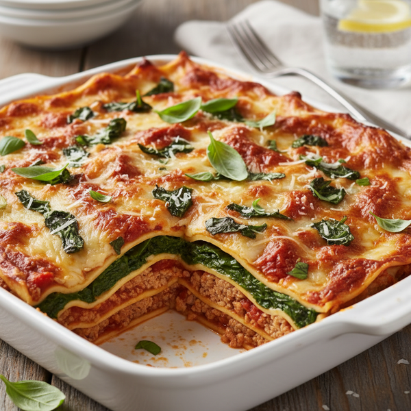 Healthy Spinach and Turkey Lasagna recipe