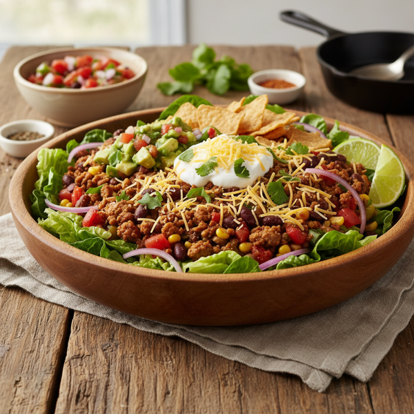 Healthy Turkey Chili Taco Salad recipe