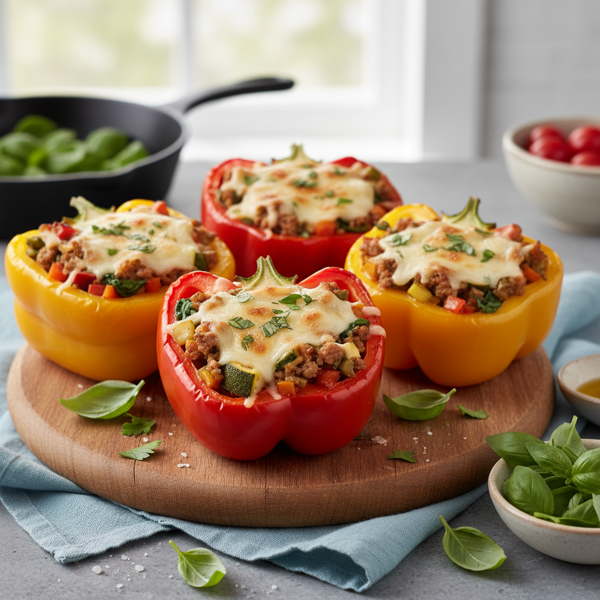 Healthy Turkey & Cheese Stuffed Bell Peppers recipe