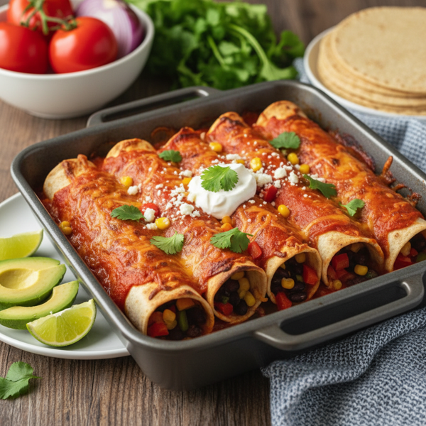 Healthy Vegetarian Black Bean Enchiladas recipe