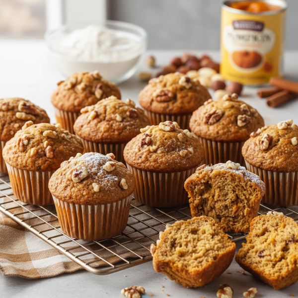 Healthy Whole Wheat Pumpkin Nut Muffins recipe
