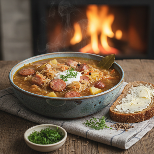 Heartwarming Lithuanian Sauerkraut Soup recipe