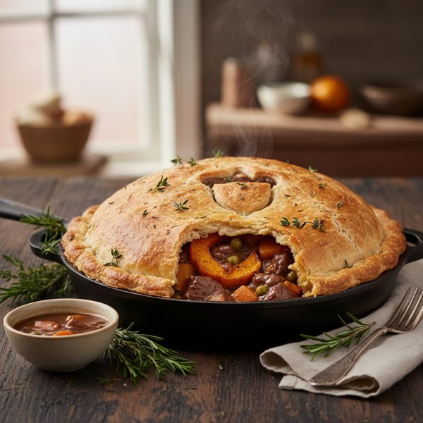 Hearty Acorn Squash Beef Potpie recipe