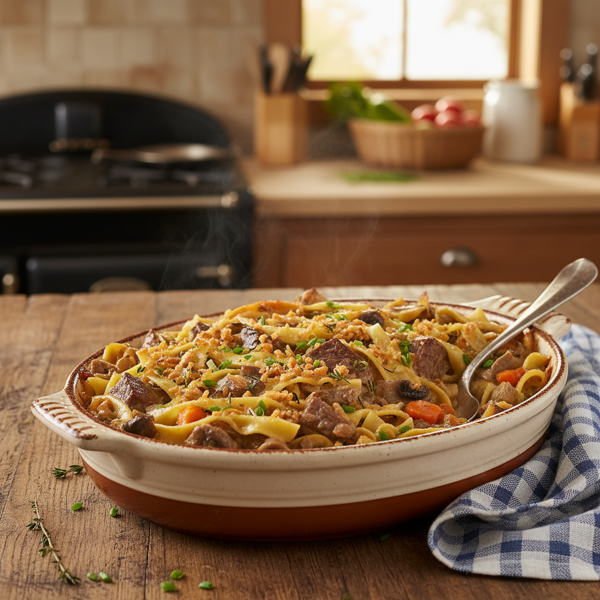 Hearty Amish Beef & Noodle Casserole recipe