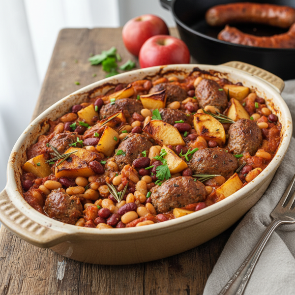 Hearty Apple-Sausage Bean Bake recipe