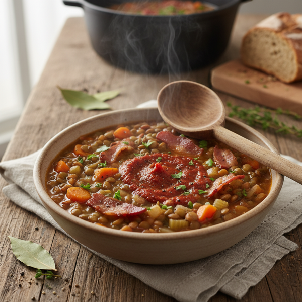 Hearty Bacon Lentil Soup recipe