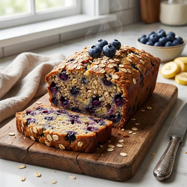 Hearty Banana Blueberry Oat Loaf recipe