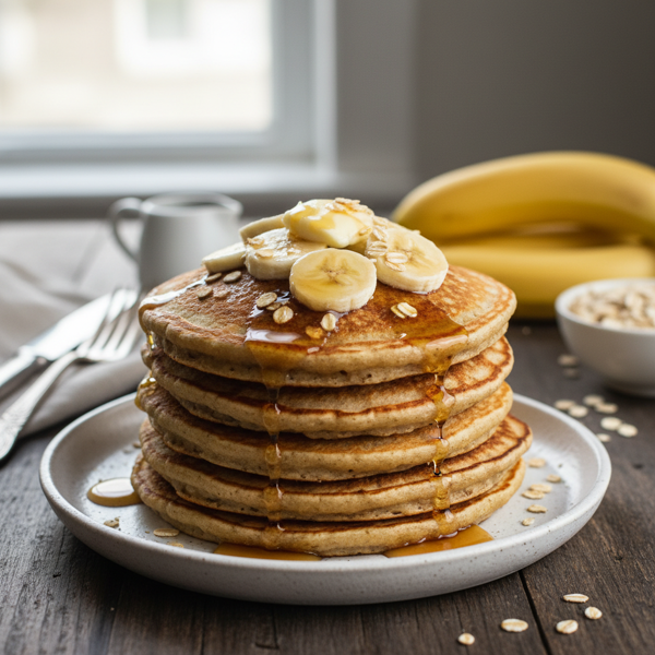Hearty Banana Oatmeal Pancakes recipe