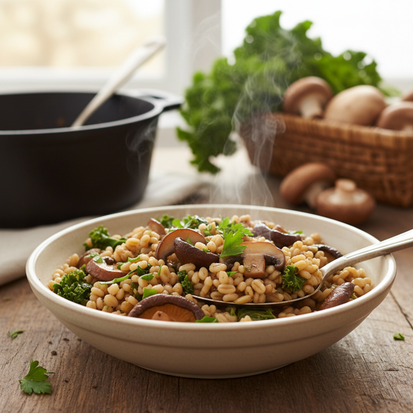 Hearty Barley, Mushroom, and Kale Delight recipe