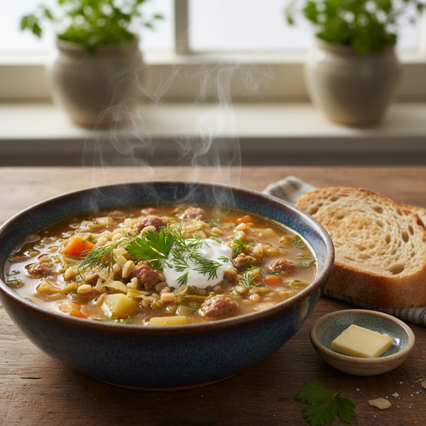 Hearty Barley and Cabbage Soup recipe