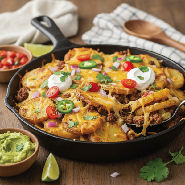 Hearty Beef & Cheesy Potato Nacho Bake recipe