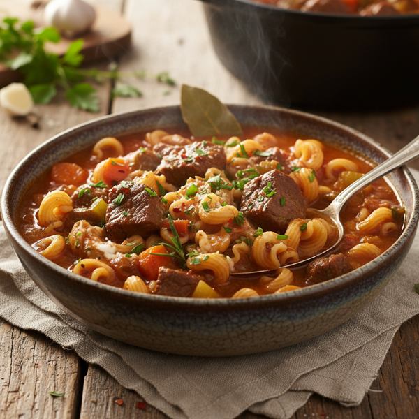 Hearty Beef & Pasta Stew recipe
