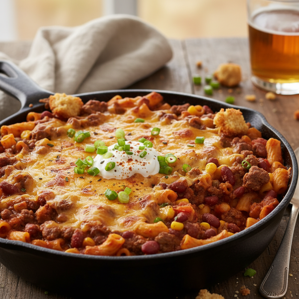 Hearty Beef and Macaroni Chili Bake recipe