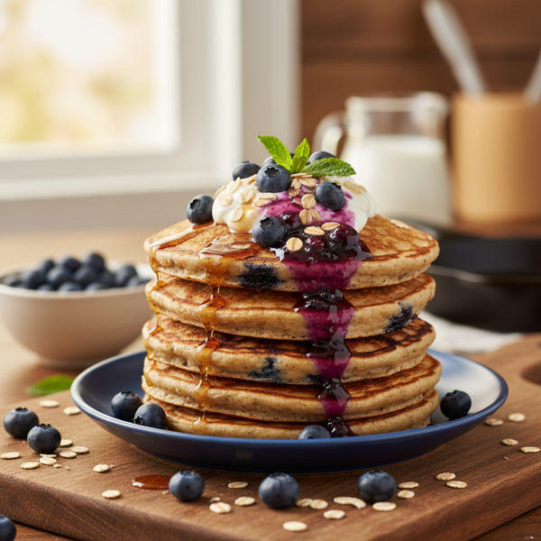 Hearty Blueberry Oatmeal Pancakes recipe