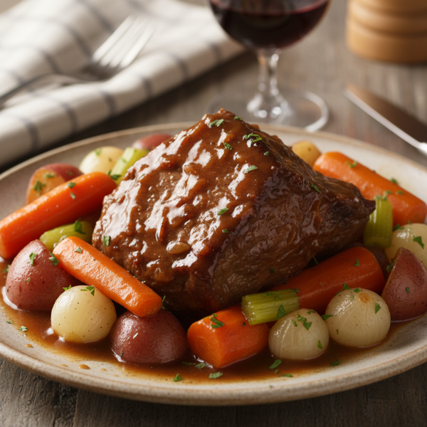 Hearty Braised Chuck Roast with Savory Vegetables and Rich Gravy recipe