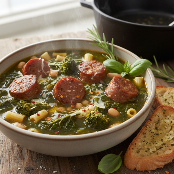 Hearty Broccoli Rabe and Sausage Soup recipe