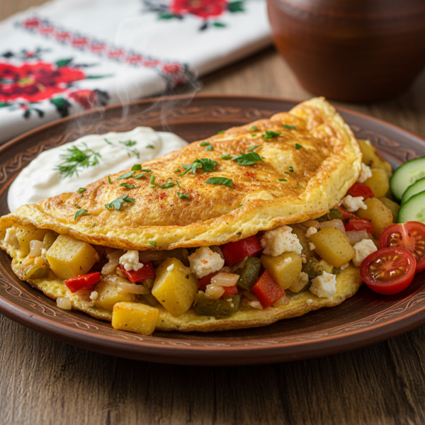 Hearty Bulgarian Potato & Veggie Omelet recipe