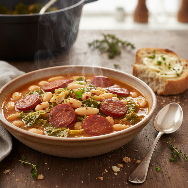 Hearty Butter Bean and Chorizo Soup with Savoy Cabbage recipe