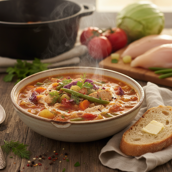 Hearty Cabbage and Tomato Chicken Soup recipe