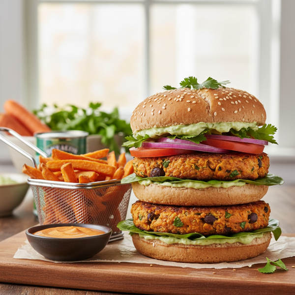 Hearty Carrot & Bean Veggie Burgers recipe