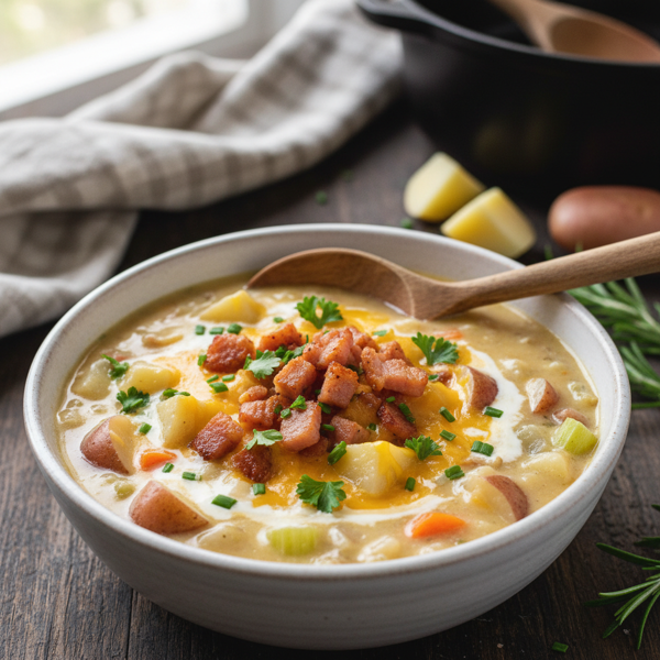 Hearty Cheesy Ham and Potato Chowder recipe