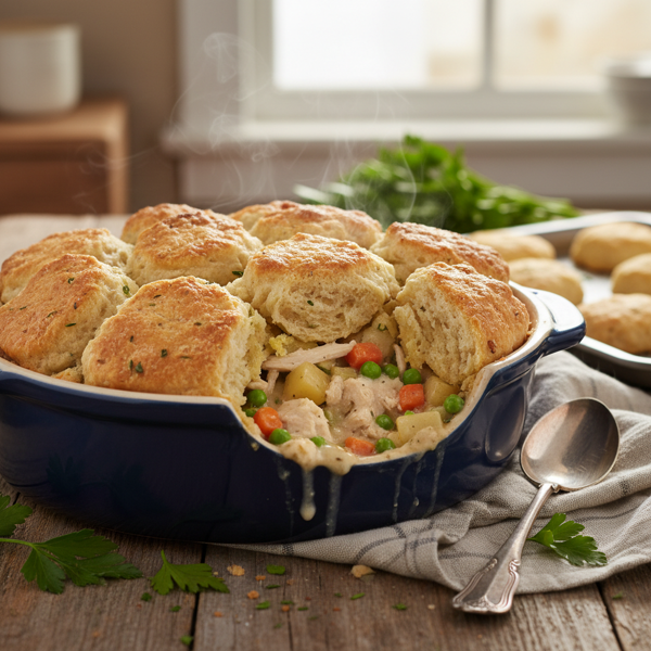 Hearty Chicken Pot Pie with Flaky Biscuit Topping recipe