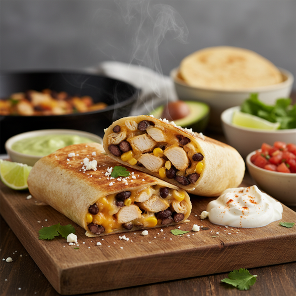 Hearty Chicken & Bean Burritos with Cheesy Delight recipe