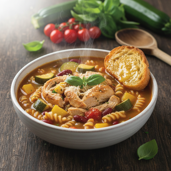 Hearty Chicken & Zucchini Pasta Soup recipe