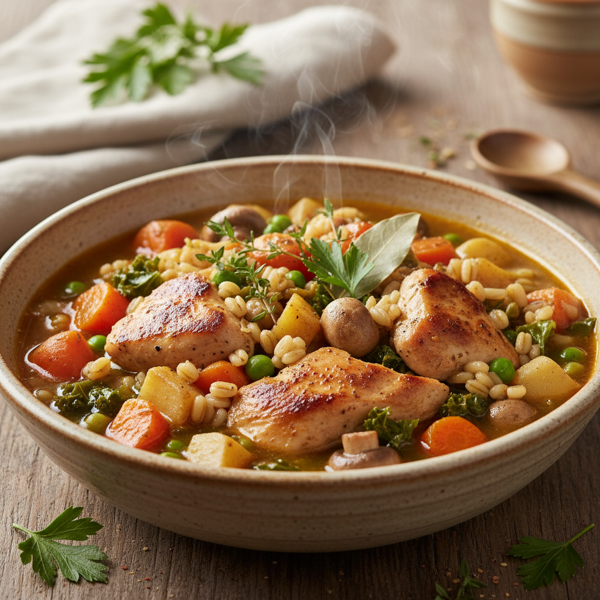 Hearty Chicken and Barley Vegetable Medley recipe
