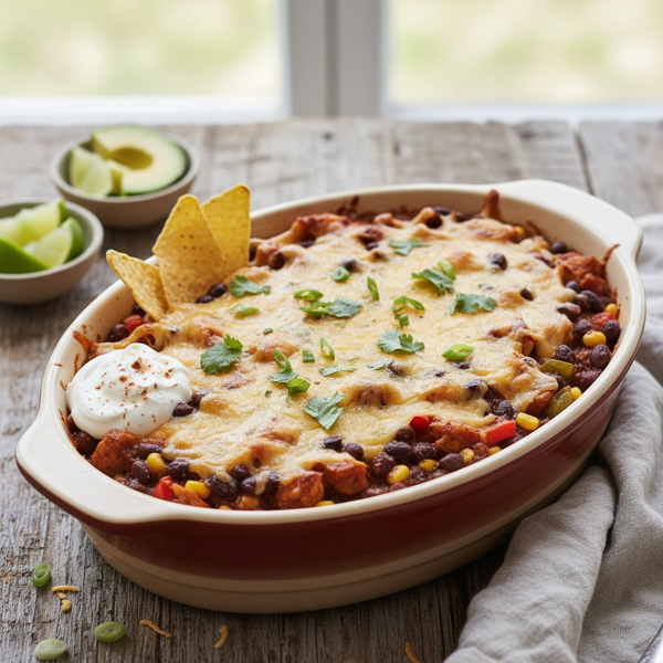 Hearty Chicken and Black Bean Chili Casserole recipe