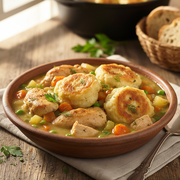 Hearty Chicken and Light Dumplings Stew recipe