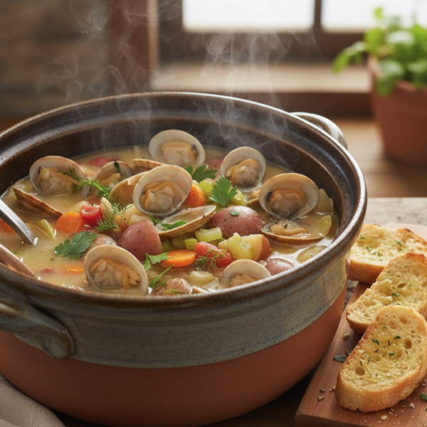Hearty Clam and Vegetable Crock Pot Soup recipe