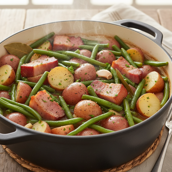 Hearty Country Green Beans and Red Potatoes with Ham recipe