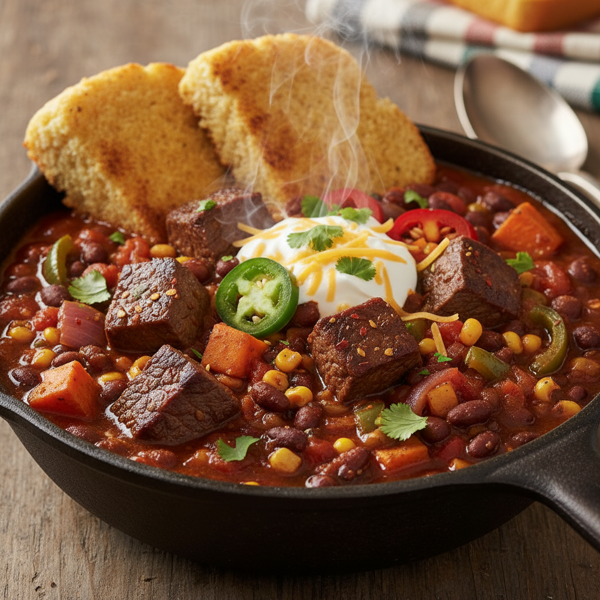 Hearty Cowboy Steak & Veggie Chili recipe