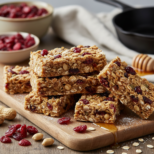 Hearty Cranberry Peanut Granola Bars recipe
