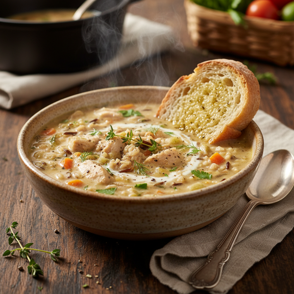 Hearty Creamy Chicken Wild Rice Soup recipe