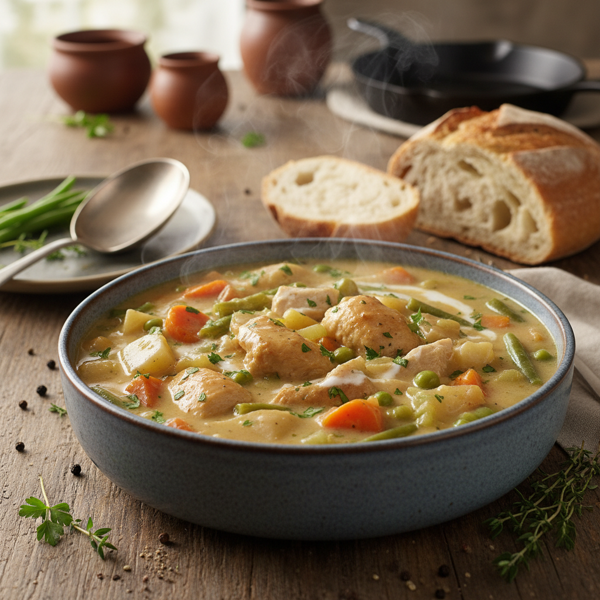 Hearty Creamy Chicken & Vegetable Stew recipe