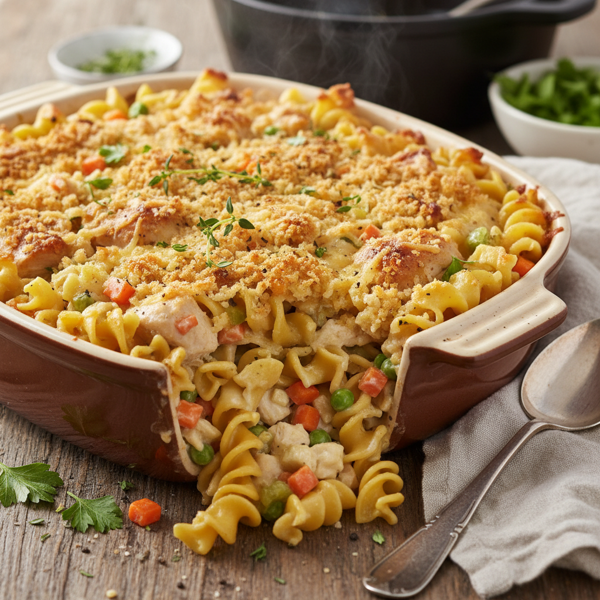 Hearty Creamy Chicken and Noodles Casserole recipe